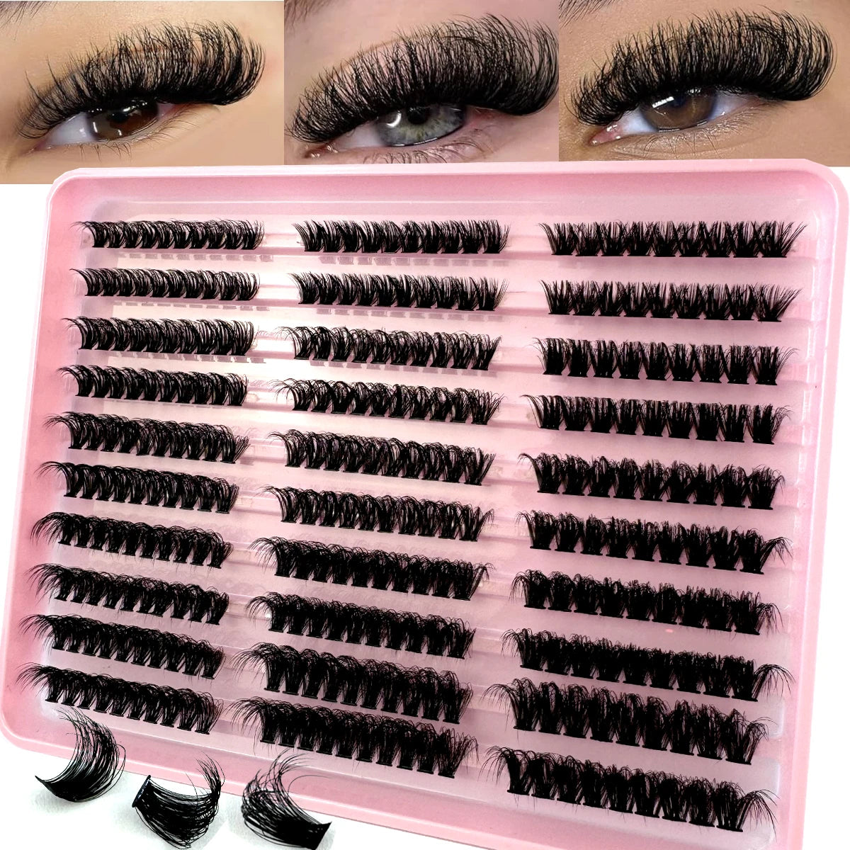 Opulash | 3D Volume Lash Clusters | Tapered Individual Lashes C & D Curl DIY Extensions
