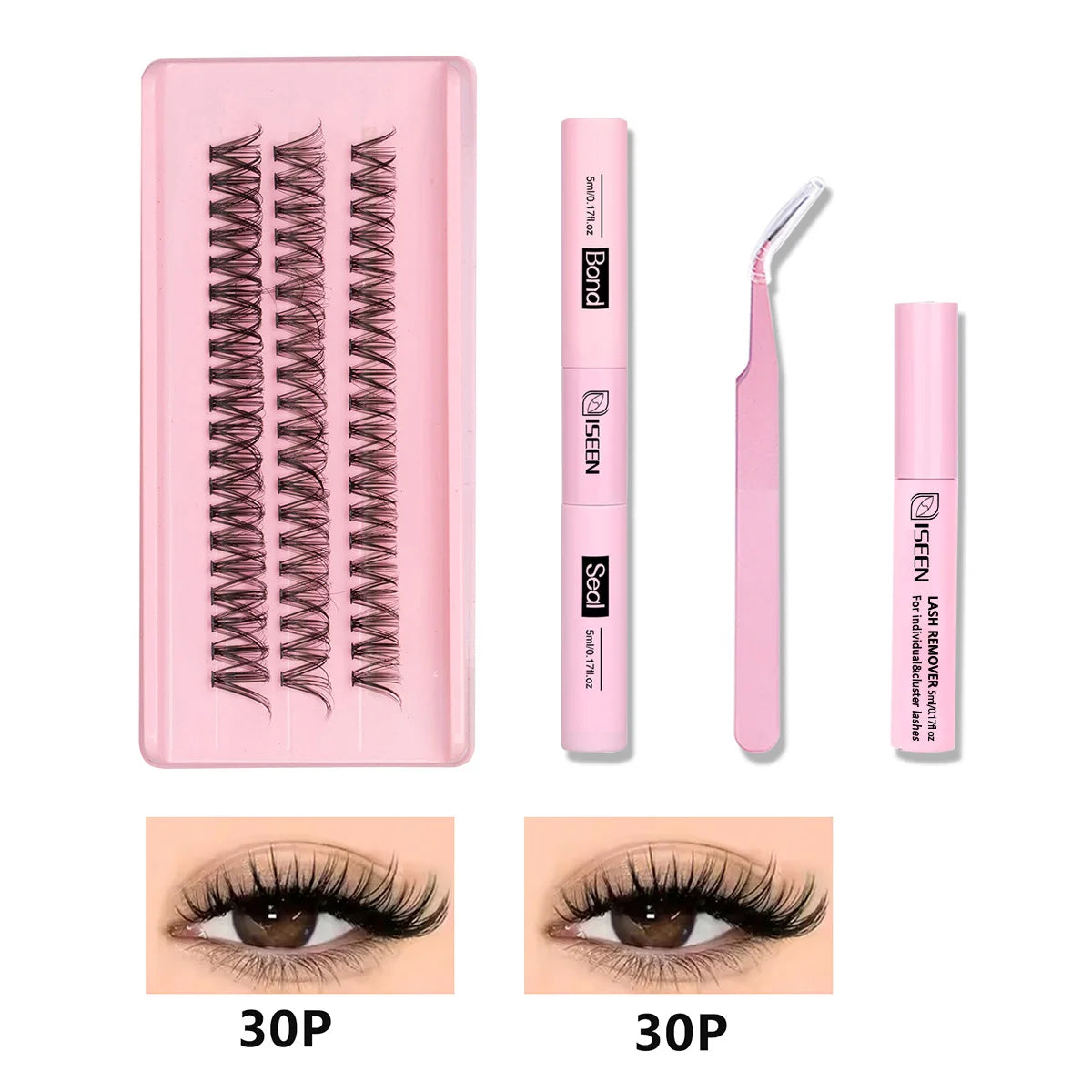 Opulash | DIY Cluster Lash Extensions | 8–16mm Natural Wispy Volume Lashes with Bond, Seal & Tweezers