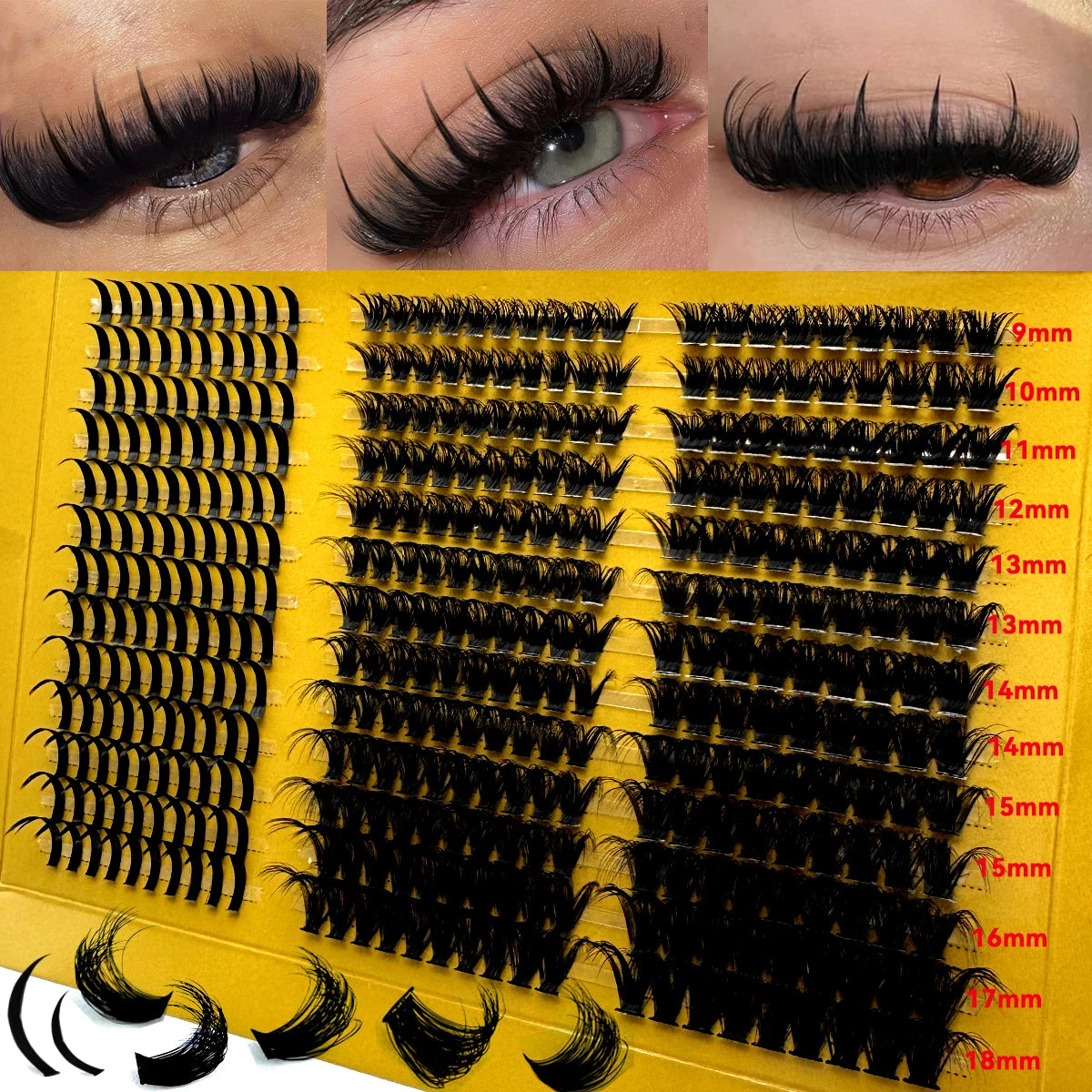 Opulash | 3D Volume Lash Clusters | Tapered Individual Lashes C & D Curl DIY Extensions